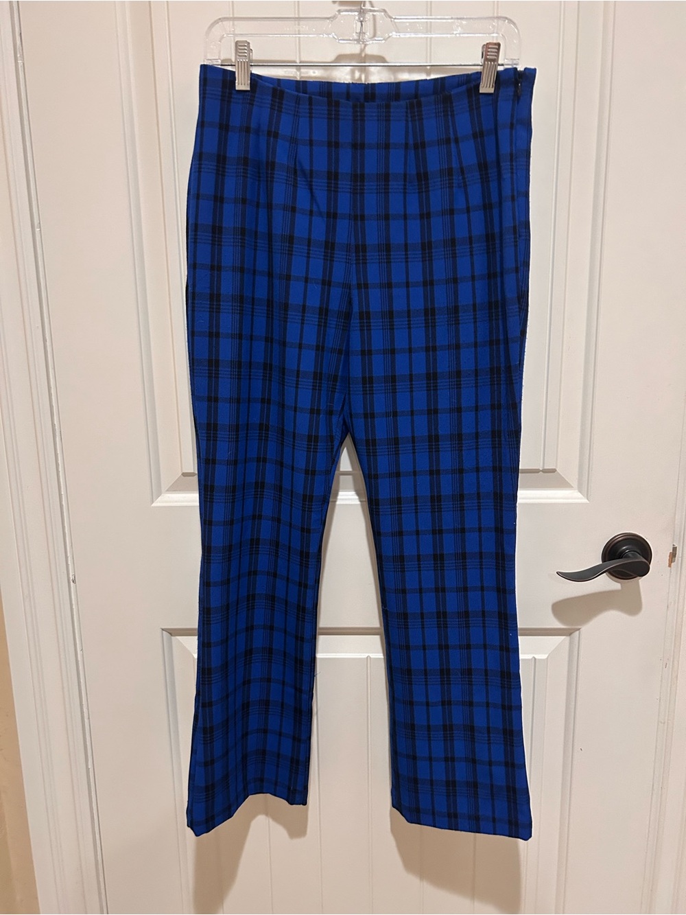 Free People Cobalt Blue Plaid Stretch Dress Pants